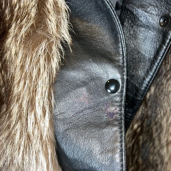 ジャケット・アウター archive raccoon fur leather jacket Men's Autumn Winter Leather Jackets Short Lapel Raccoon Fur